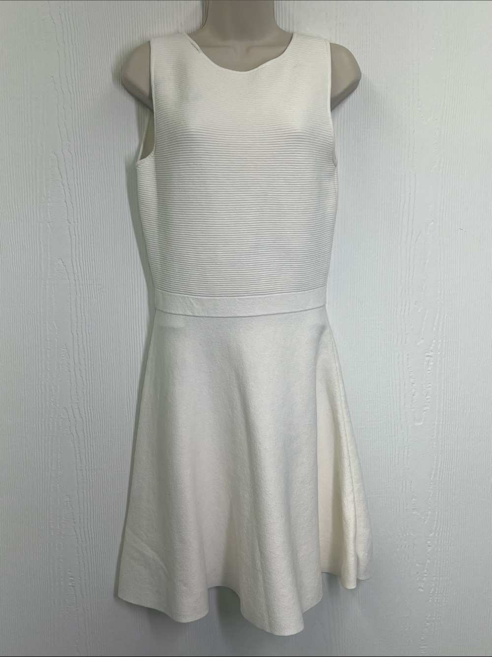 Theory - Irelia Ivory Ribbed Sleeveless Scoop Back Mini Dress Size Medium - Picture 2 of 11